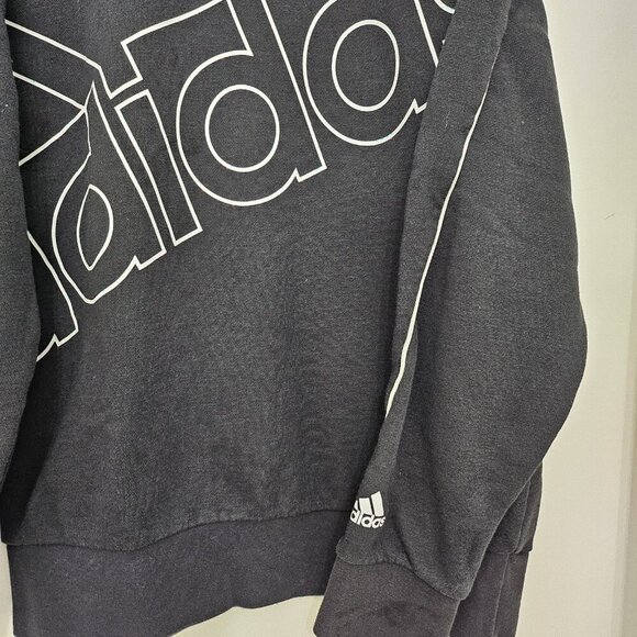 Adidas Giant Logo Sweatshirt Adult Size Small Black Pullover Crew Neck Athletic - Picture 3 of 9